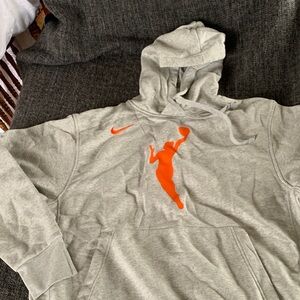 Nike Heather Gray Hoodie with Bright Orange Graphic